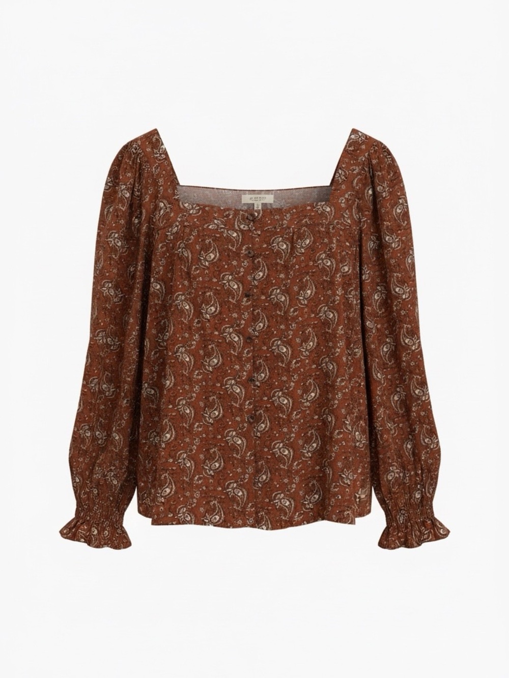 Paisley Square-Neck Long Sleeve Blouse - Angel brand, New with Tag